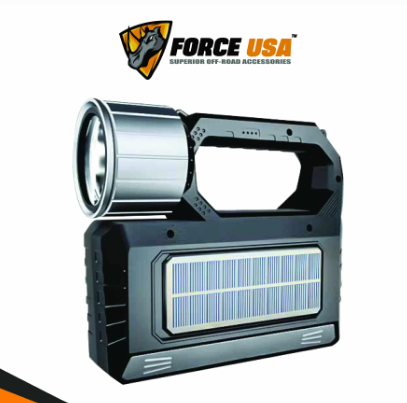 مصباح تخييم يعمل بالطاقة الشمسية متعدد الأغراض مع إمكانية استخدام بنك الطاقة  FORCE USA BLACK PORTABLE CHARGE LIGHT